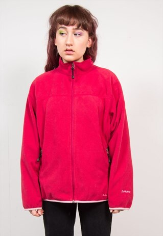 VINTAGE 90'S RED HIGH NECK FLEECE JACKET