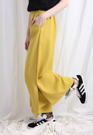 WIDE LEG CULOTTES WITH SIDE SLITS YELLOW