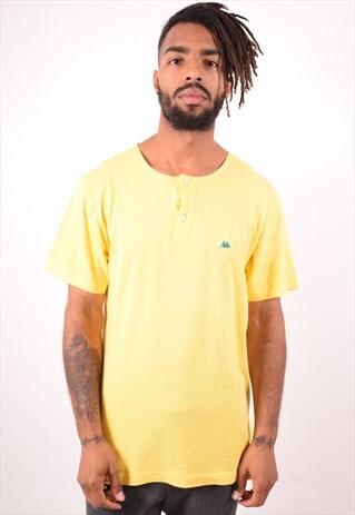 ROBE DI KAPPA MENS VINTAGE T-SHIRT TOP LARGE YELLOW 90S