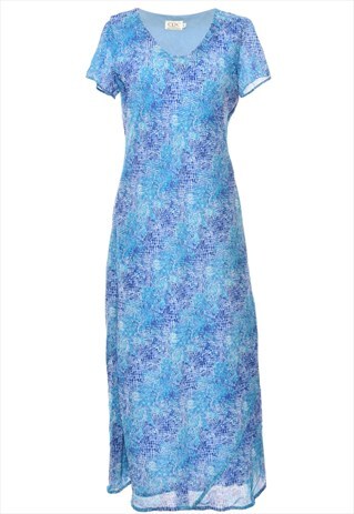 BEYOND RETRO VINTAGE BLUE & PURPLE SNAKESKIN DRESS - L