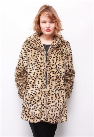 VINTAGE 90' AMAZING CHEETAH FAUX FUR COAT