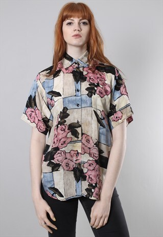 VINTAGE 90S FLORAL PATTERNED SHIRT TOP