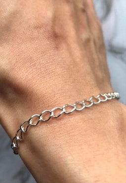 925 sterling silver simple chain bracelet for men