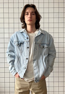 Vintage LEVIS Denim Jacket Trucker 90s Washed Blue