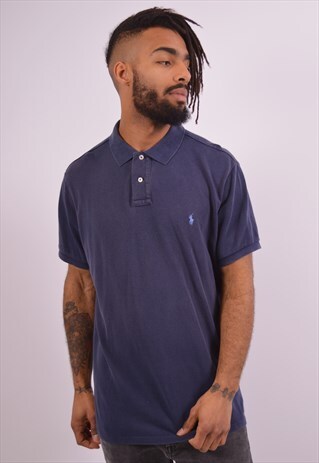 POLO RALPH LAUREN MENS VINTAGE POLO SHIRT XL NAVY BLUE 90S
