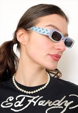 Vintage Y2K Stitch kids rectangle sunglasses in blue