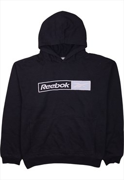 Reebok 90's Pullover Spellout Heavyweight Hoodie Large Black