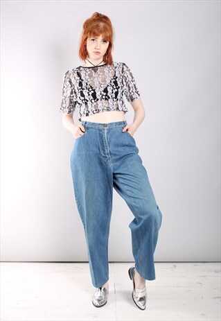 VINTAGE 80S BLUE HIGH WAISTED MOM JEANS