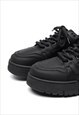 PLATFORM TRAINERS CHUNKY SOLE SNEAKERS SKATER SHOES BLACK 