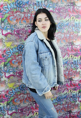 LEVI'S 80S SHERPA FLEECE LINED VINTAGE DENIM JACKET. UNISEX.