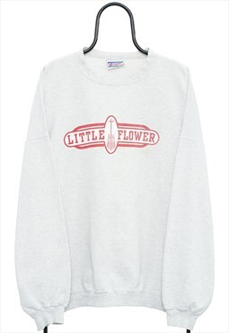 Vintage 90s Little Flower Graphic Grey Sweatshirt Womens
