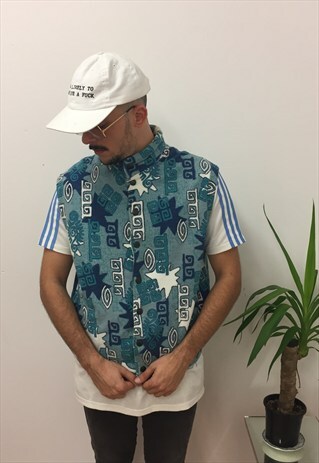 VINTAGE BLUE MULTICOLOR FRESH PRINCE STYLE 80S VEST