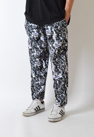 VINTAGE 90S BLACK AND WHITE ABSTRACT COTTON PANTS