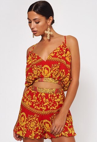FIRENZA RED & GOLD BAROQUE PRINT CO-ORD