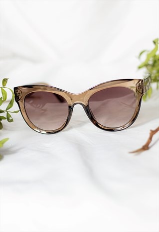 Brown Rounded Top Cat Eye Dish Sunglasses
