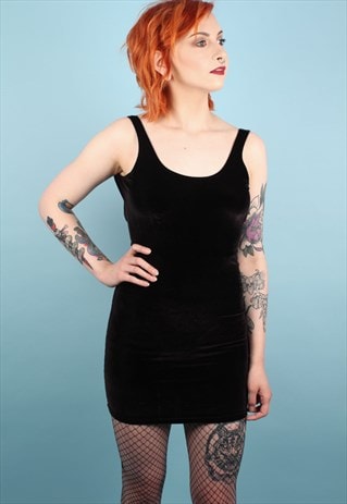VINTAGE 90S BACKLESS VELVET DRESS ASM535