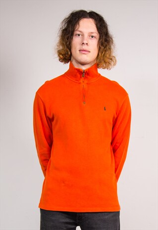 90'S ORANGE RALPH LAUREN PULLOVER QUARTER ZIP SWEATSHIRT
