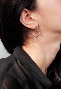 Circle Loop Stud Earrings Women Sterling Silver Earrings