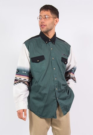 VINTAGE 90'S AZTEC USA RODEO RANCH SHIRT