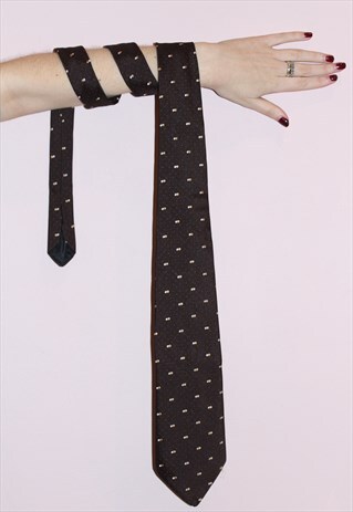 70S VINTAGE MENS BROWN WITH SPOT PATTERN WORK OCCASION TIE