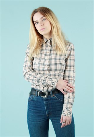 90S BURBERRY BLUE LABEL BEIGE NOVA CHECK SHIRT
