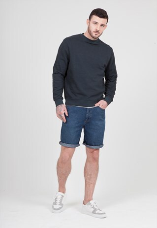 DENIM SHORTS WITH WIDE LEG DARK WASH