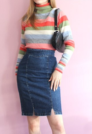 AUTHENTIC WHIPP KNEE LENGTH DENIM SKIRT