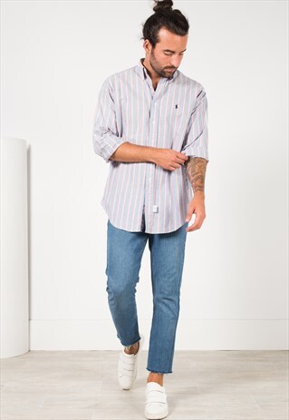 VINTAGE 80'S POLO RALPH LAUREN COTTON SHIRT / S4259