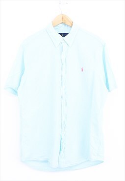 Vintage Ralph Lauren Stripe Shirt Blue White Short Sleeve 