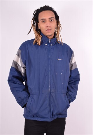 NIKE MENS VINTAGE PADDED JACKET MEDIUM BLUE 90'S