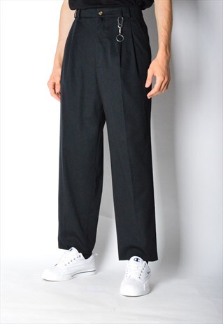 VINTAGE 80S BLACK MINIMALIST PANTS
