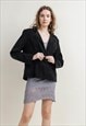 VINTAGE Y2K BOXY MINIMAL BUTTON UP BLACK VELVET BLAZER