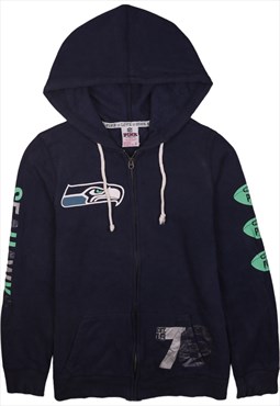 Vintage 90's NFL Hoodie Drawstring Pockets Full Zip Up Navy