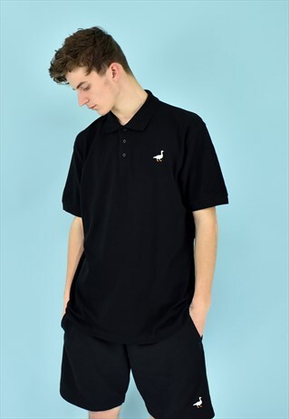 G&G UNISEX BLACK S/S GOOSE POLO