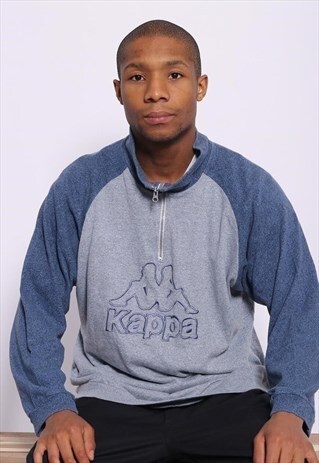 VINTAGE KAPPA BIG LOGO 1/4 ZIP SWEATSHIRT BLUE
