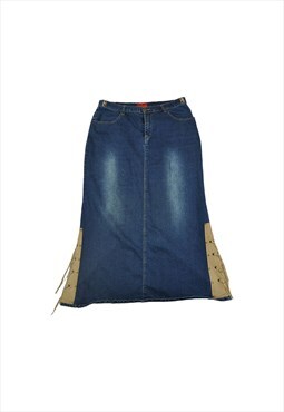 Vintage Y2K Denim Tassel Skirt Blue Denim M/L