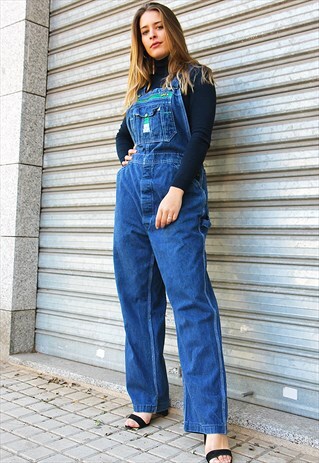 MID BLUE OVERSIZED DENIM DUNGAREES