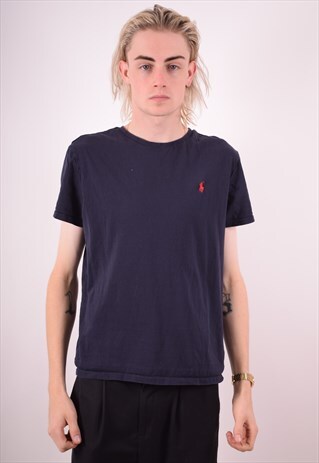 POLO RALPH LAUREN MENS VINTAGE T-SHIRT TOP LARGE NAVY 90S