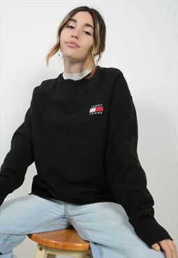 Vintage 90s Tommy Hilfiger Sweatshirt in Black