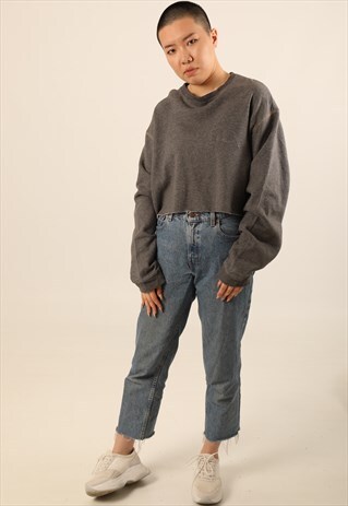 VINTAGE COLUMBIA EMBROIDERED SPELL OUT CROPPED SWEATSHIRT
