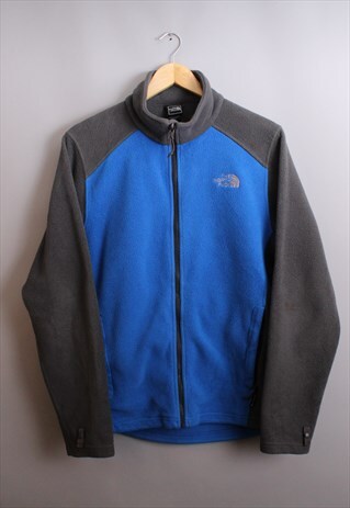 MENS VINTAGE BLUE & GREY THE NORTH FACE FLEECE ZIP UP JACKET
