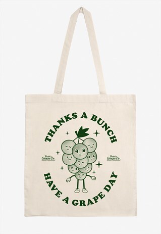 THANKS A BUNCH COTTON TOTE BAG WITH PRINTED FRUIT LOGO
