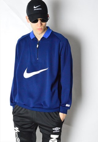 VINTAGE 90S BLUE NIKE 1/3 ZIPPER SWEATSHIRT