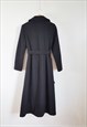 1990S VINTAGE MINIMAL LONG BLACK WOOL COAT SIZE S BLACK WOOL