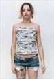 VINTAGE Y2K COOL CAMOUFLAGE STRAPPY TANK TOP IN GREY TONES