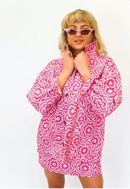 Jungleclub Oversized Jacket With Pink Flower Print
