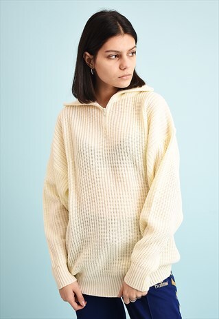 80'S RETRO NEUTRAL CREAMY SLOUCHY MOMS KNIT JUMPER