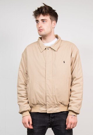 VINTAGE 90'S RALPH LAUREN BEIGE BOMBER JACKET