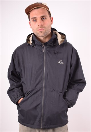 KAPPA MENS VINTAGE REVERSIBLE JACKET MEDIUM BLACK 90S