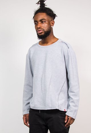 90'S LEVI'S VINTAGE GREY KNIT PANEL SWEATSHIRT JUMPER